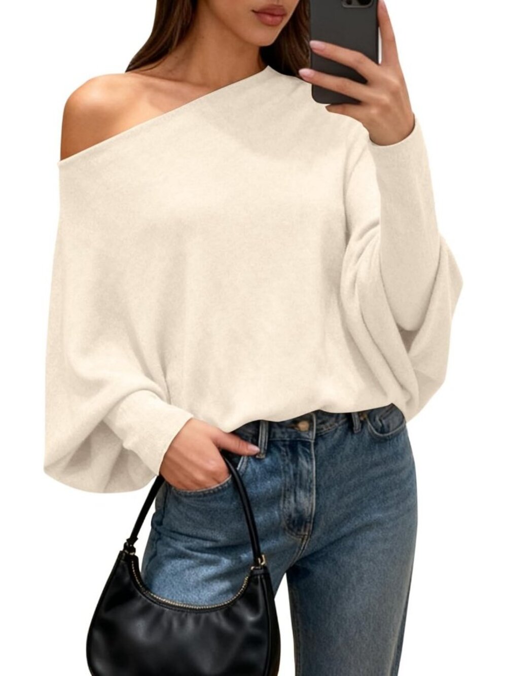 Chic Off-The-Shoulder Casual Fall Sweater for Women - Trendy & Cozy Style